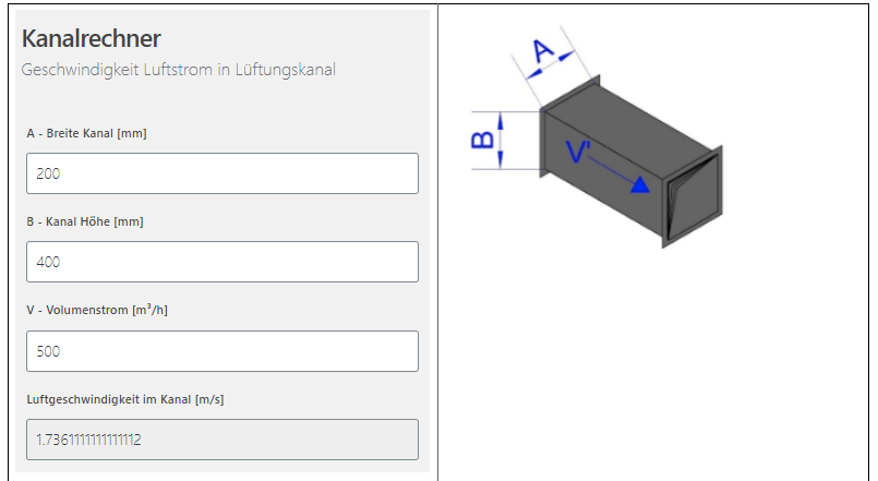 www.mt-tech.chKanalrechner Lüftung Lüftungsrechner